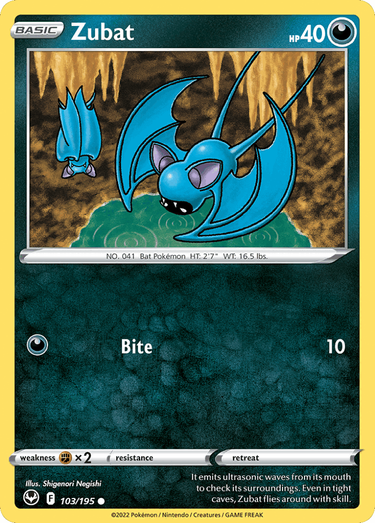 Zubat #103 from Silver Tempest - Common - Illustrated by Shigenori Negishi