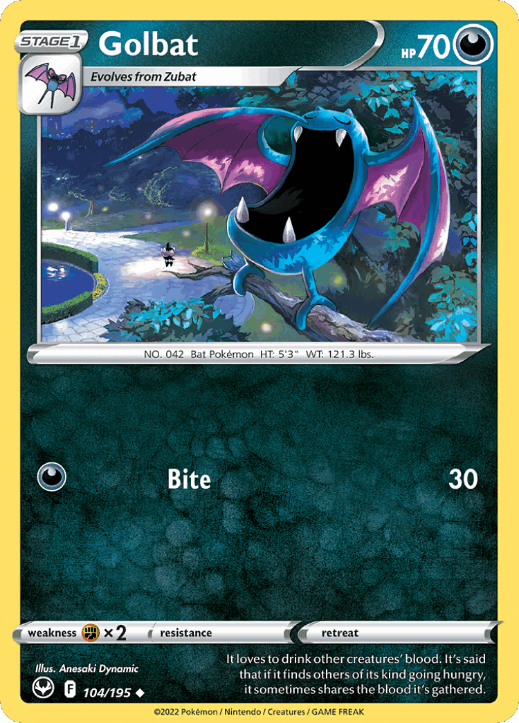 Golbat #104 from Silver Tempest - Uncommon - Illustrated by Anesaki Dynamic