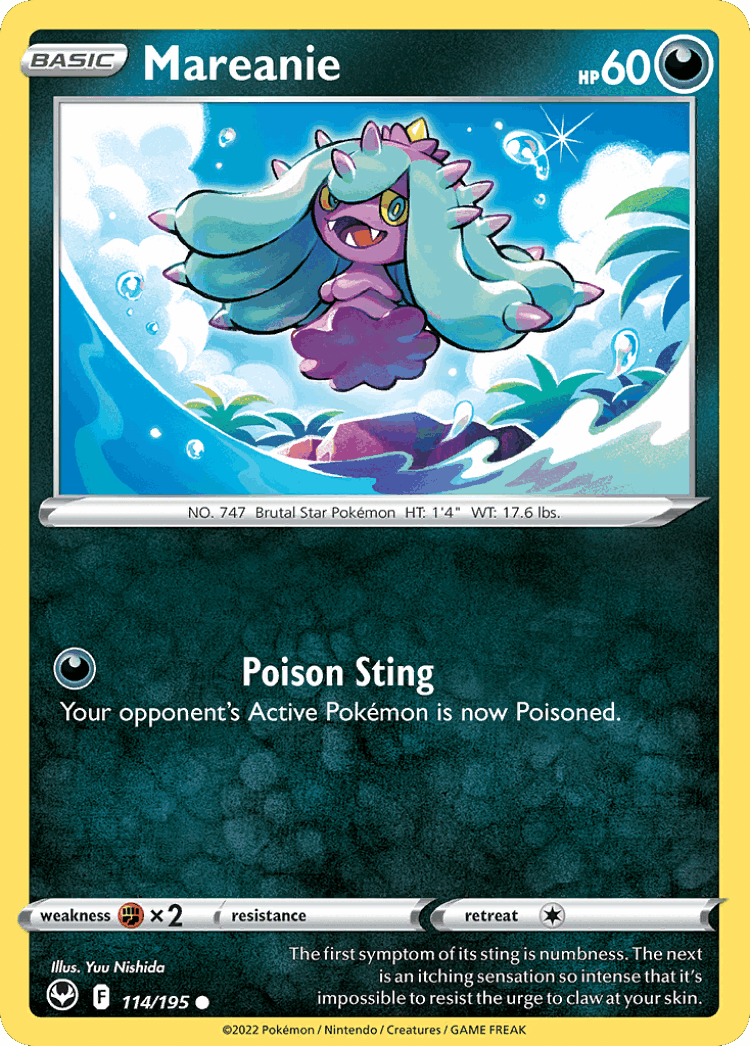 Mareanie #114 from Silver Tempest - Common - Illustrated by Yuu Nishida