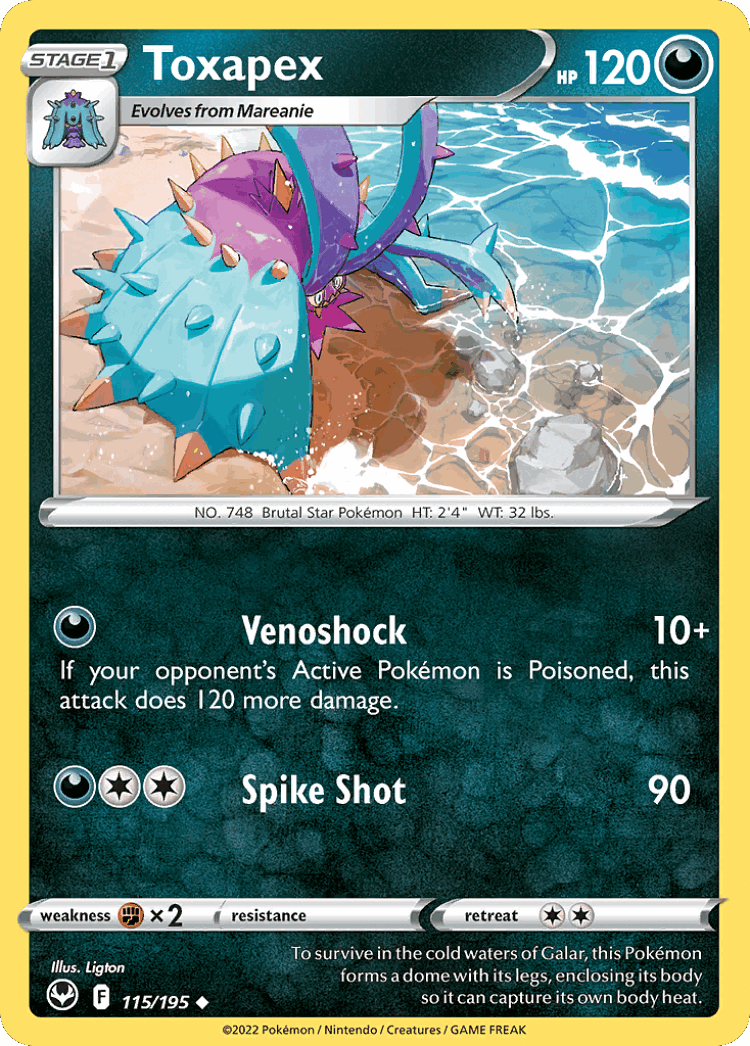Toxapex #115 from Silver Tempest - Uncommon - Illustrated by Ligton