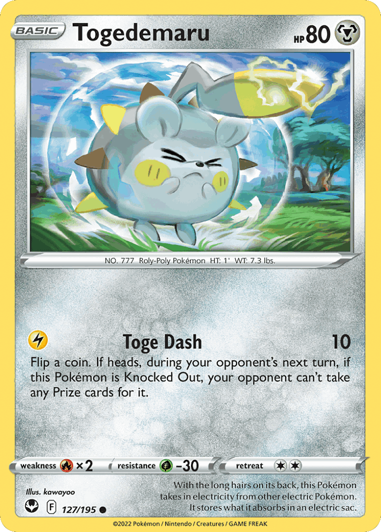 Togedemaru #127 from Silver Tempest - Common - Illustrated by kawayoo