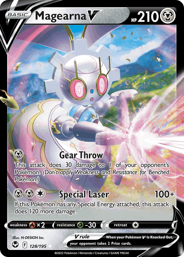 Magearna V #128 from Silver Tempest - Rare Holo V - Illustrated by N-DESIGN Inc.