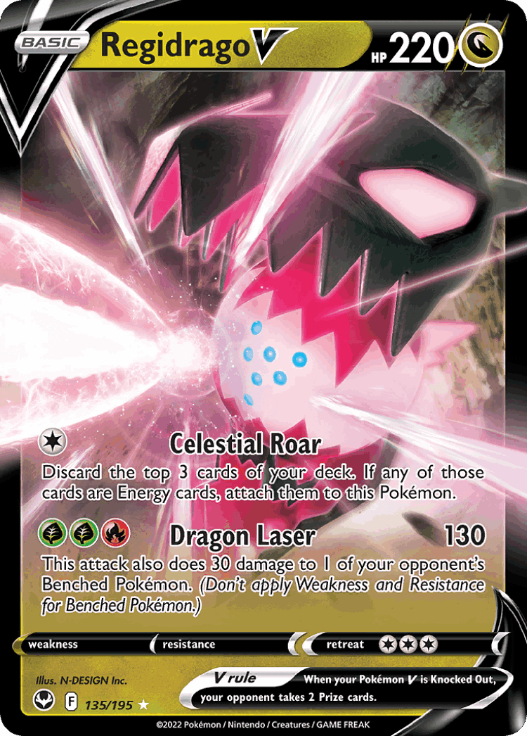 Regidrago V #135 from Silver Tempest - Rare Holo V - Illustrated by N-DESIGN Inc.