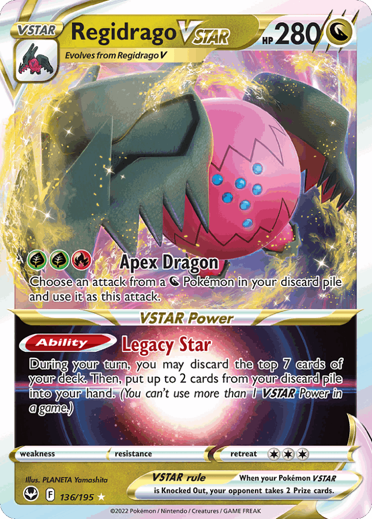 Regidrago VSTAR #136 from Silver Tempest - Rare Holo VSTAR - Illustrated by PLANETA Yamashita