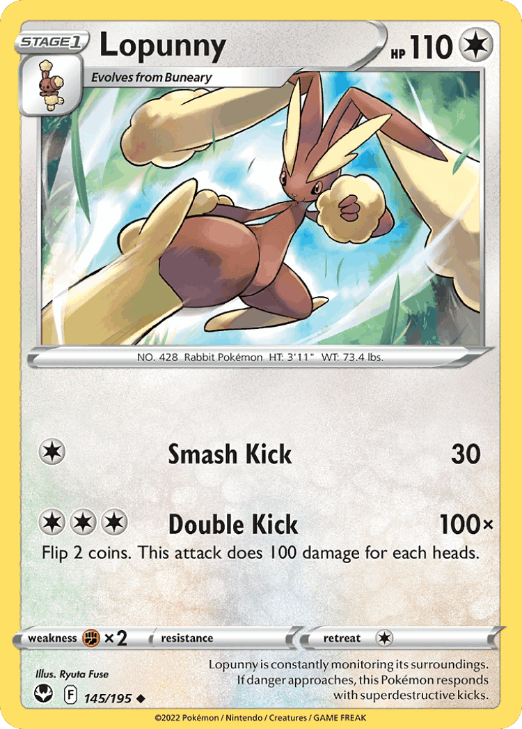 Lopunny #145 from Silver Tempest - Uncommon - Illustrated by Ryuta Fuse