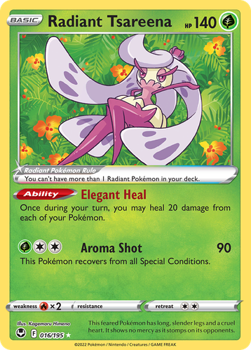 Radiant Tsareena Pokémon TCG card art