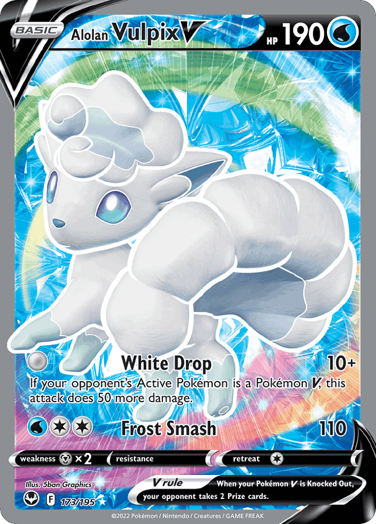 Alolan Vulpix V #173 from Silver Tempest - Rare Ultra - Illustrated by 5ban Graphics