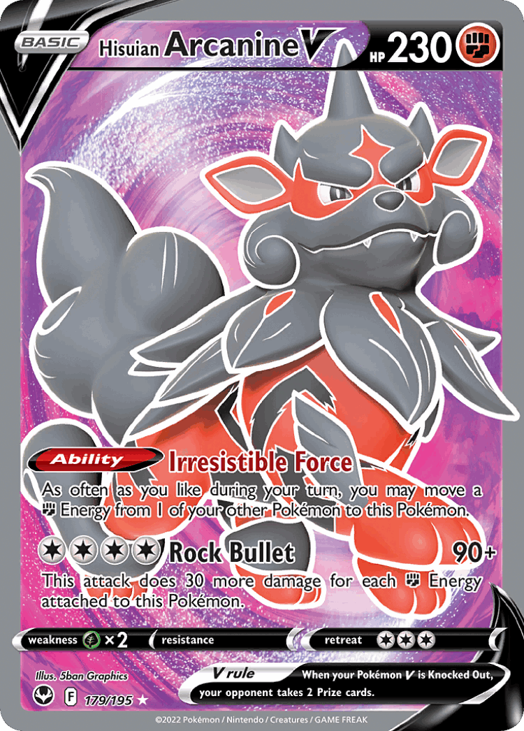 Hisuian Arcanine V #179 from Silver Tempest - Rare Ultra - Illustrated by 5ban Graphics