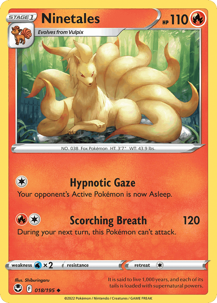Ninetales #18 from Silver Tempest - Uncommon - Illustrated by Shiburingaru
