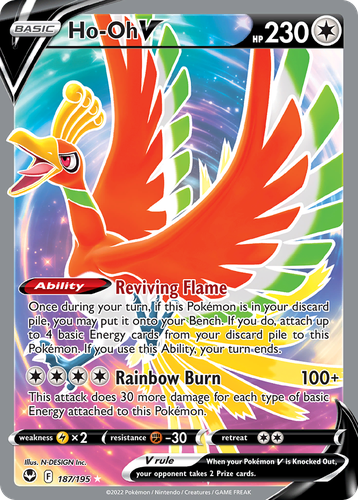 Ho-Oh V #187 from Silver Tempest - Rare Ultra - Illustrated by N-DESIGN Inc.