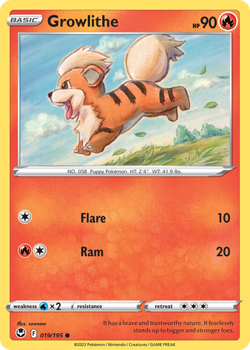 Growlithe #19 from Silver Tempest - Common - Illustrated by sowsow