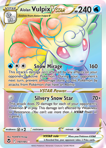 Alolan Vulpix VSTAR #197 from Silver Tempest - Rare Rainbow - Illustrated by PLANETA Hiiragi