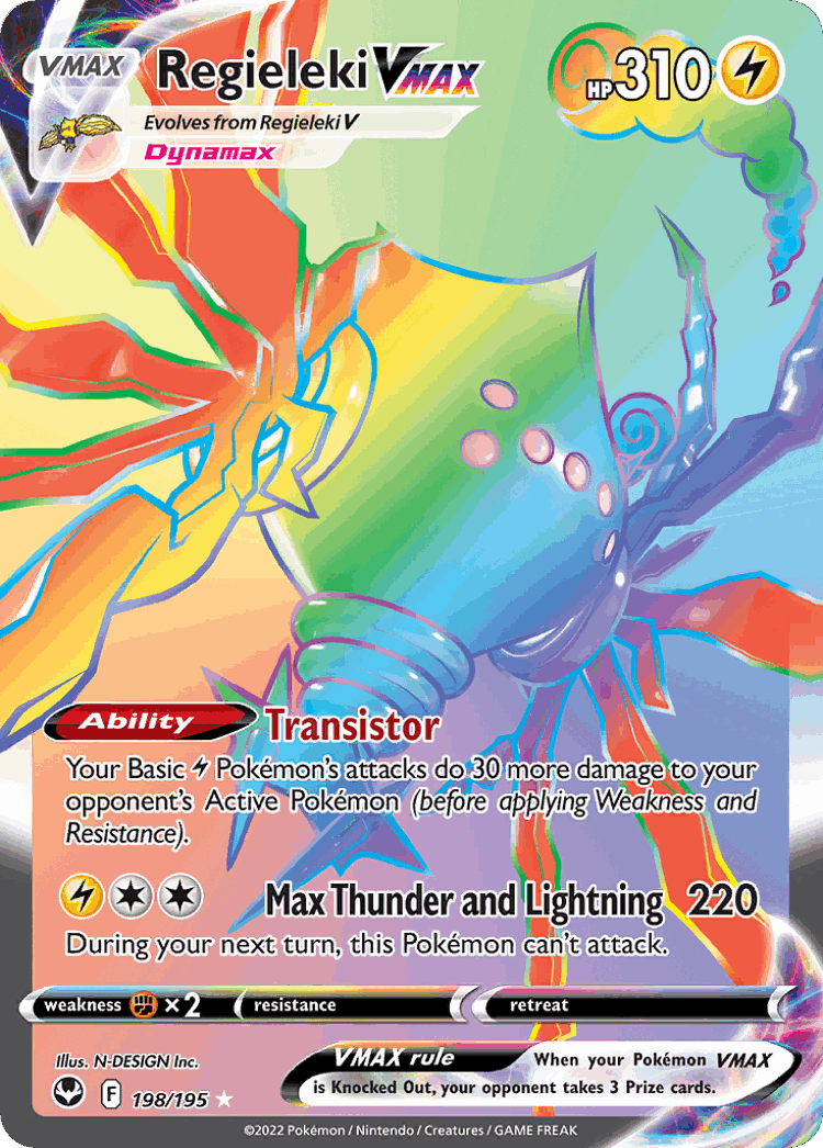 Regieleki VMAX #198 from Silver Tempest - Rare Rainbow - Illustrated by N-DESIGN Inc.