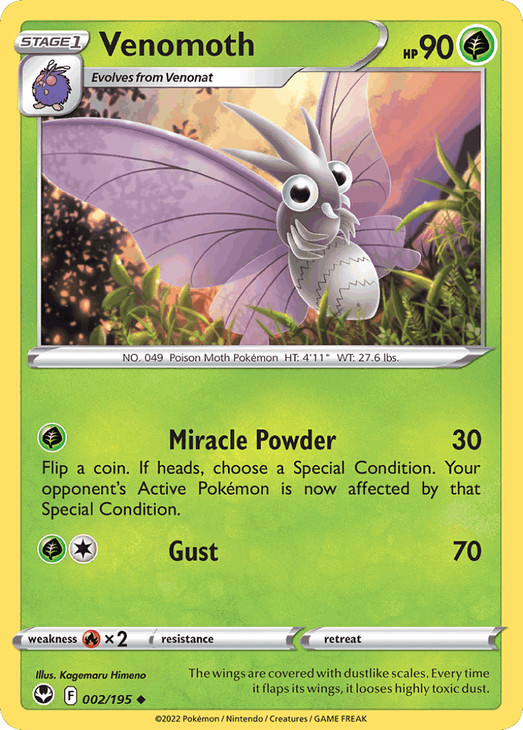 Venomoth #2 from Silver Tempest - Uncommon - Illustrated by Kagemaru Himeno