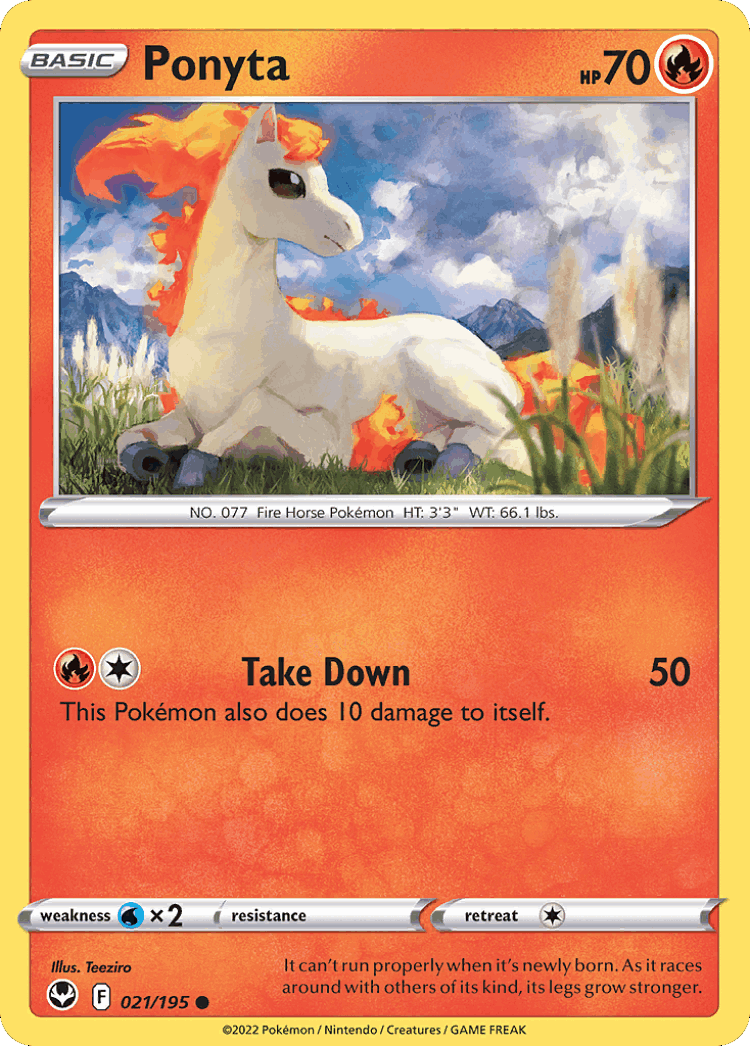 Ponyta #21 from Silver Tempest - Common - Illustrated by Teeziro