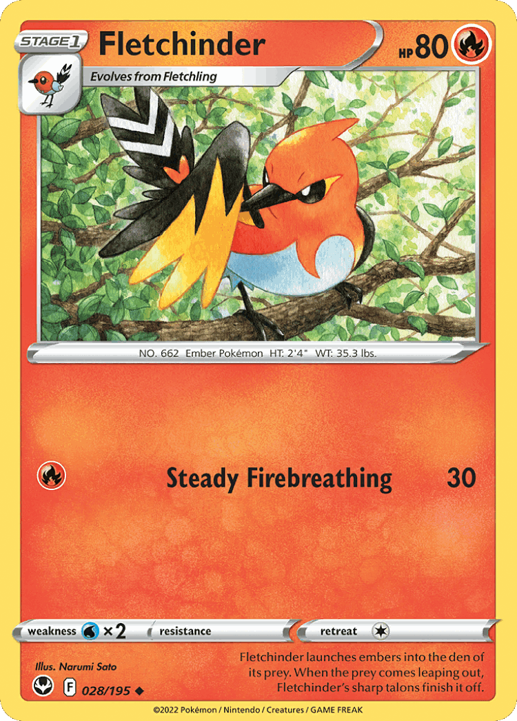 Fletchinder #28 from Silver Tempest - Uncommon - Illustrated by Narumi Sato