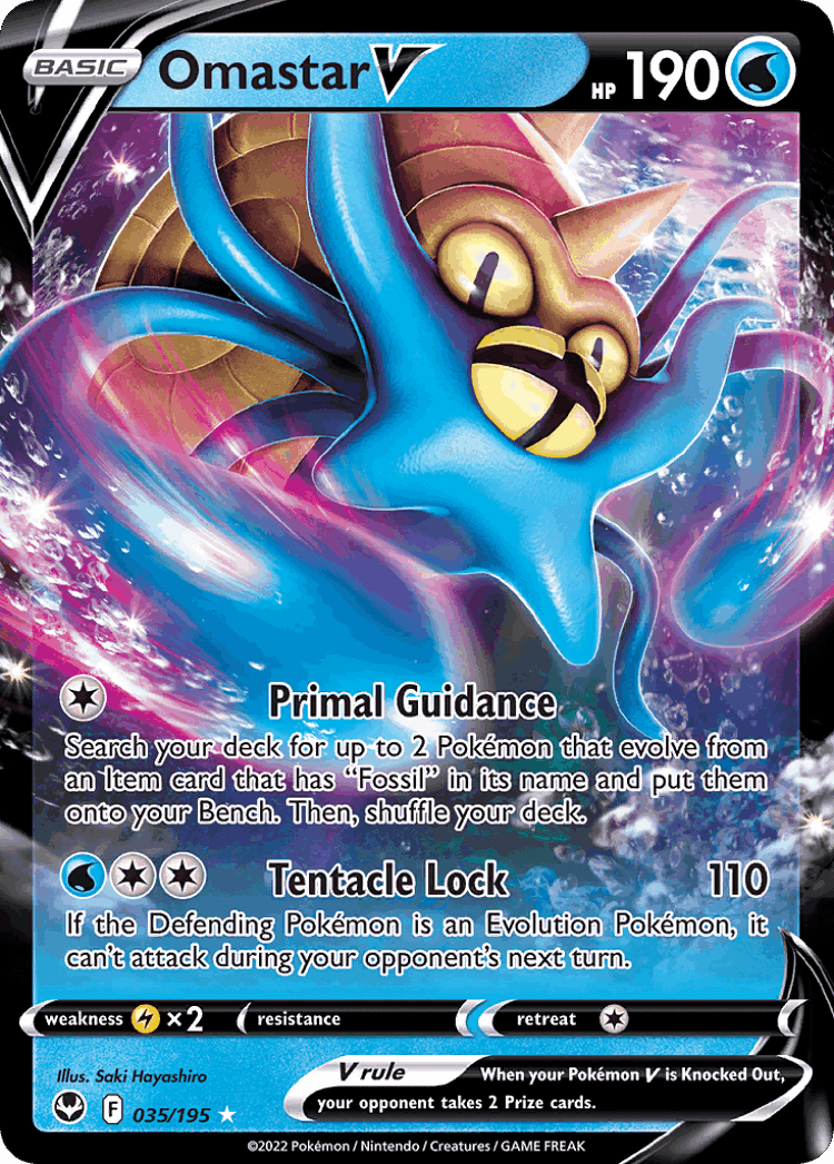 Omastar V #35 from Silver Tempest - Rare Holo V - Illustrated by Saki Hayashiro