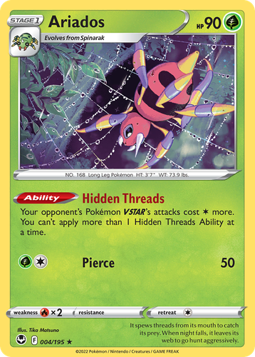 Ariados #4 from Silver Tempest - Rare Holo - Illustrated by Tika Matsuno