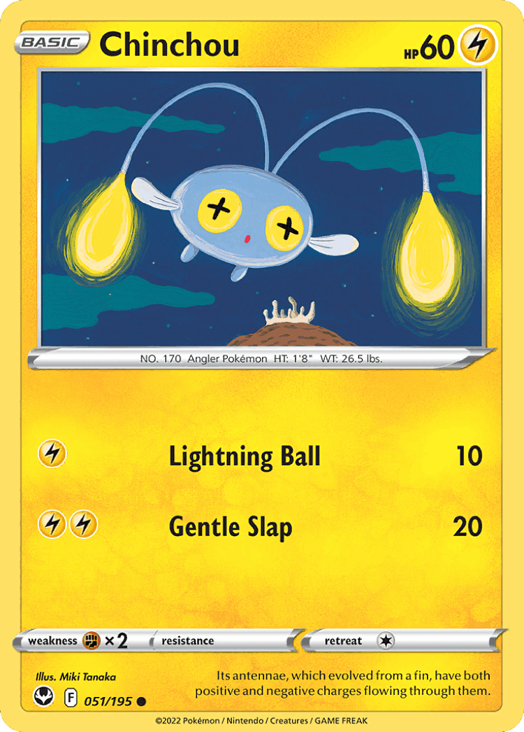 Chinchou #51 from Silver Tempest - Common - Illustrated by Miki Tanaka