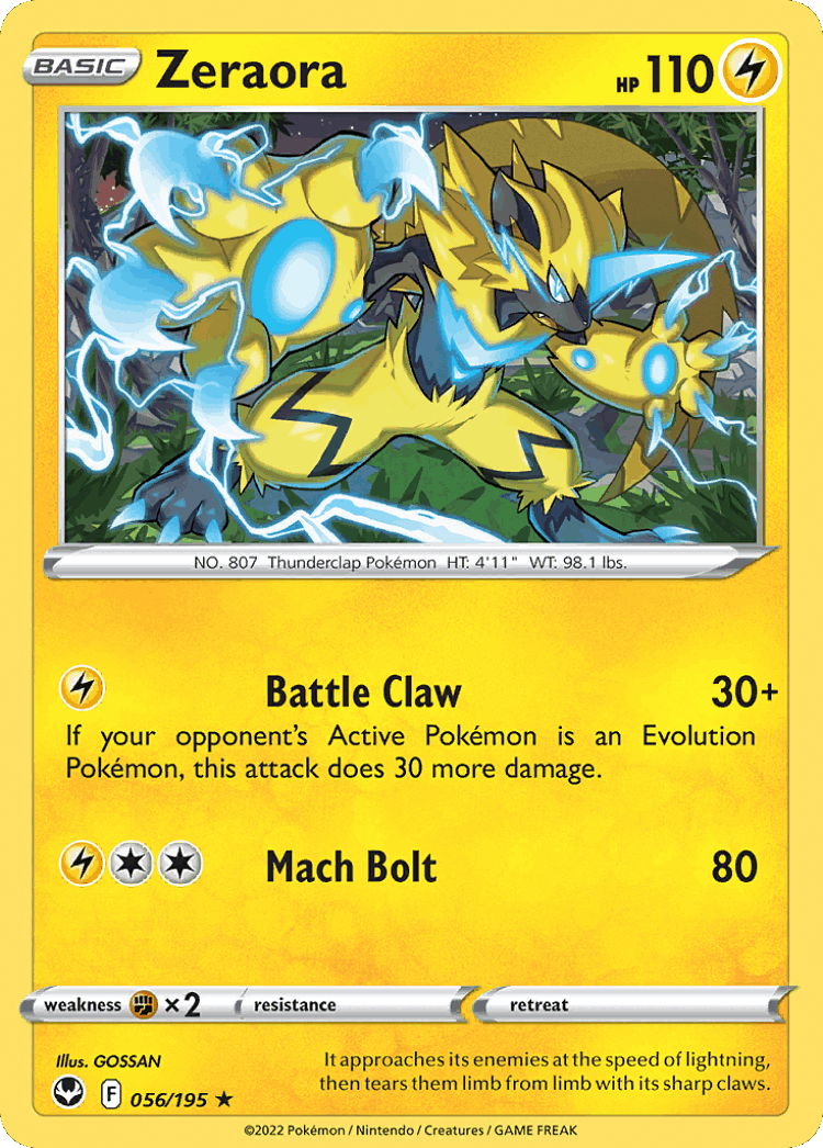 Zeraora #56 from Silver Tempest - Rare - Illustrated by GOSSAN