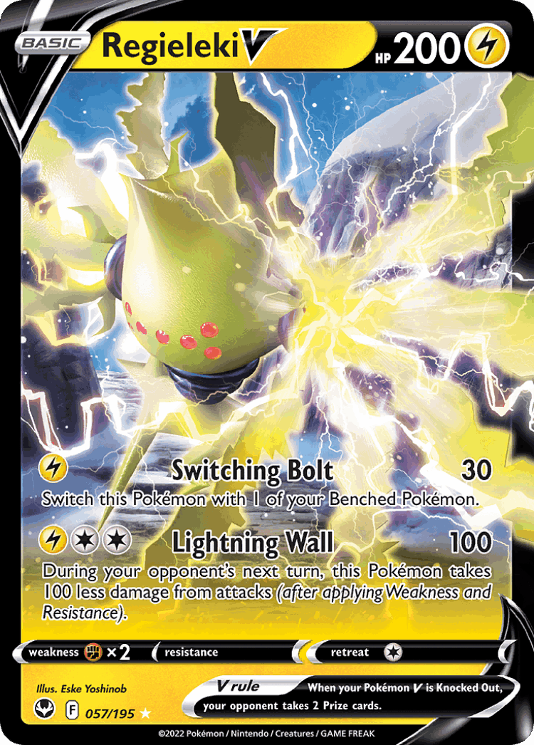 Regieleki V #57 from Silver Tempest - Rare Holo V - Illustrated by Eske Yoshinob