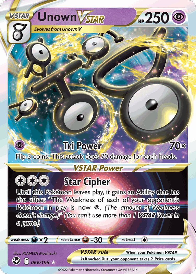 Unown VSTAR #66 from Silver Tempest - Rare Holo VSTAR - Illustrated by PLANETA Mochizuki