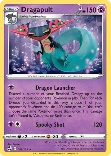 Dragapult #89 from Silver Tempest - Rare Holo - Illustrated by Teeziro