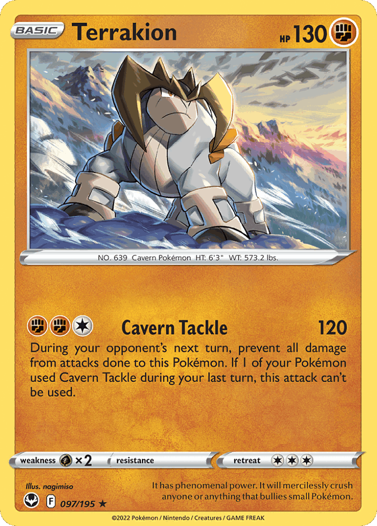 Terrakion #97 from Silver Tempest - Rare Holo - Illustrated by nagimiso
