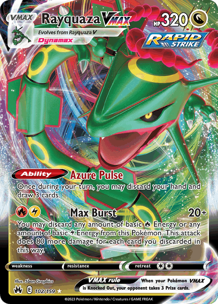 Rayquaza VMAX #102 from Crown Zenith - Rare Holo VMAX - Illustrated by 5ban Graphics