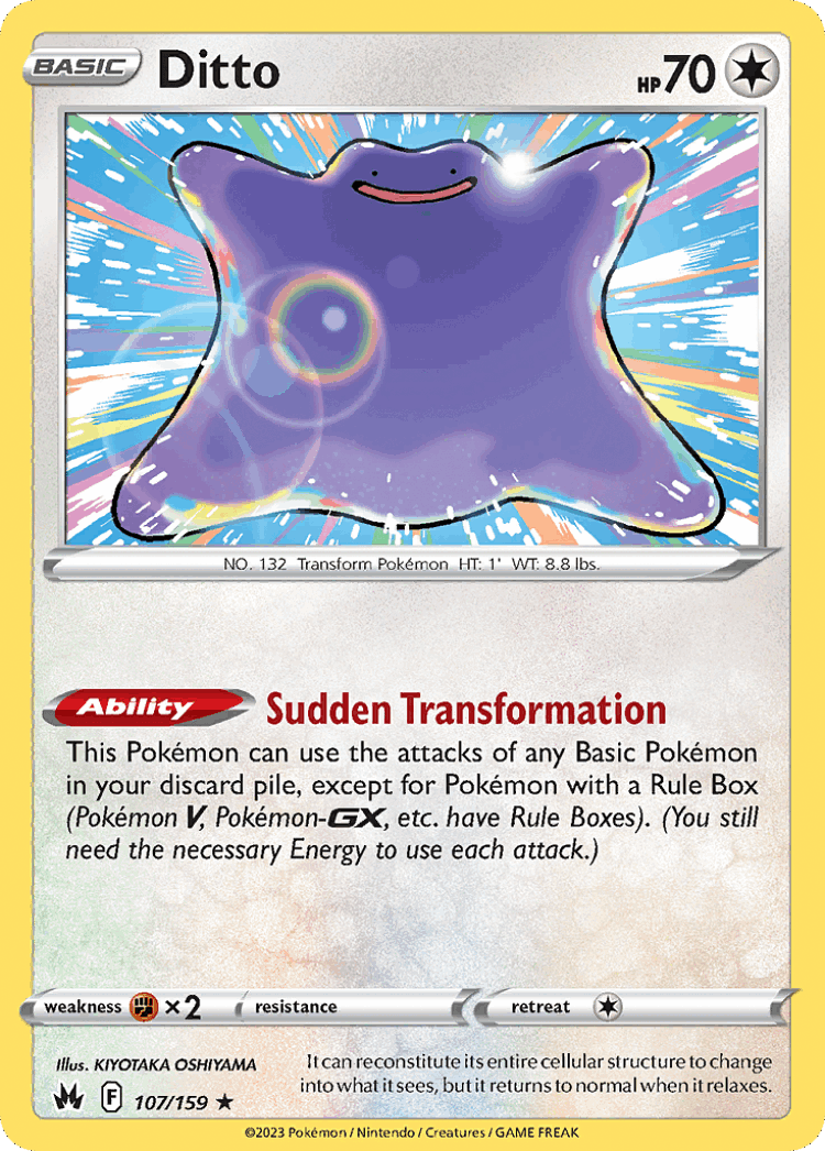 Ditto #107 from Crown Zenith - Rare Holo - Illustrated by KIYOTAKA OSHIYAMA