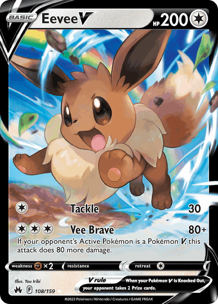 Eevee V #108 from Crown Zenith - Rare Holo V - Illustrated by You Iribi