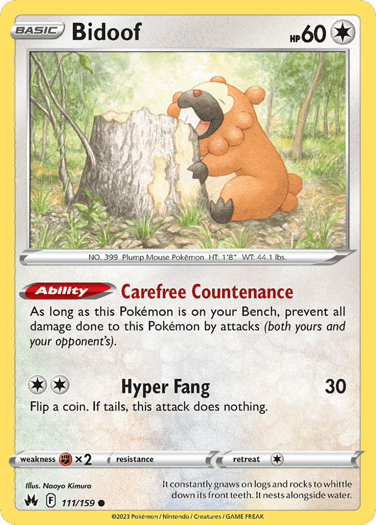 Bidoof #111 from Crown Zenith - Common - Illustrated by Naoyo Kimura