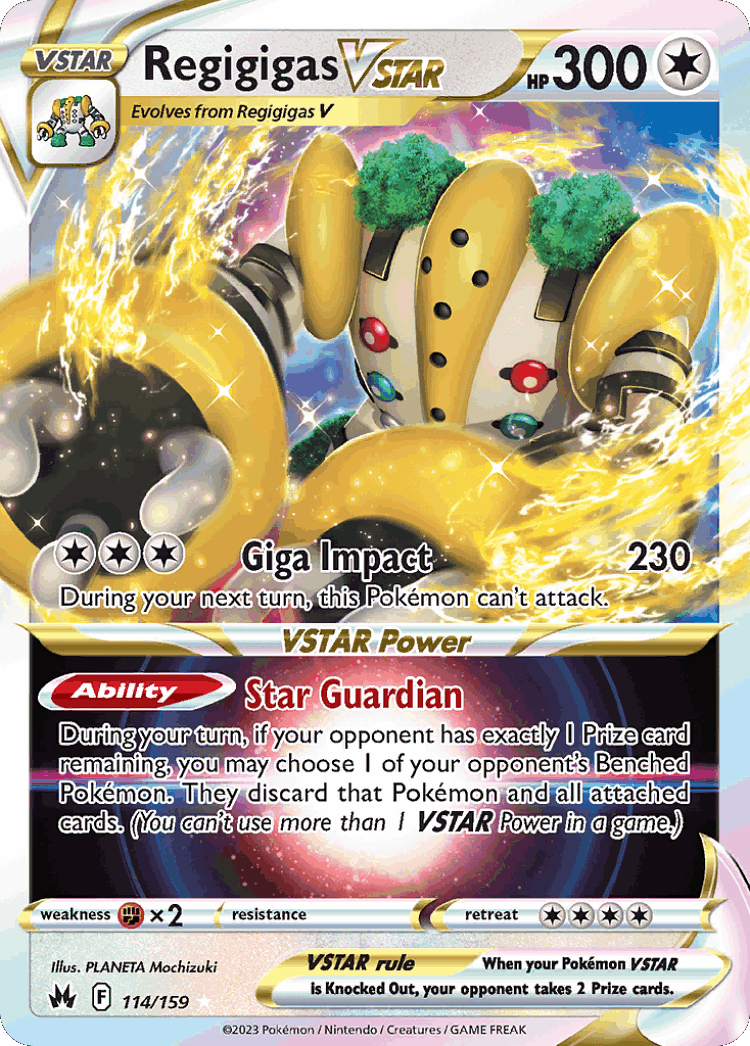 Regigigas VSTAR #114 from Crown Zenith - Rare Holo VSTAR - Illustrated by PLANETA Mochizuki