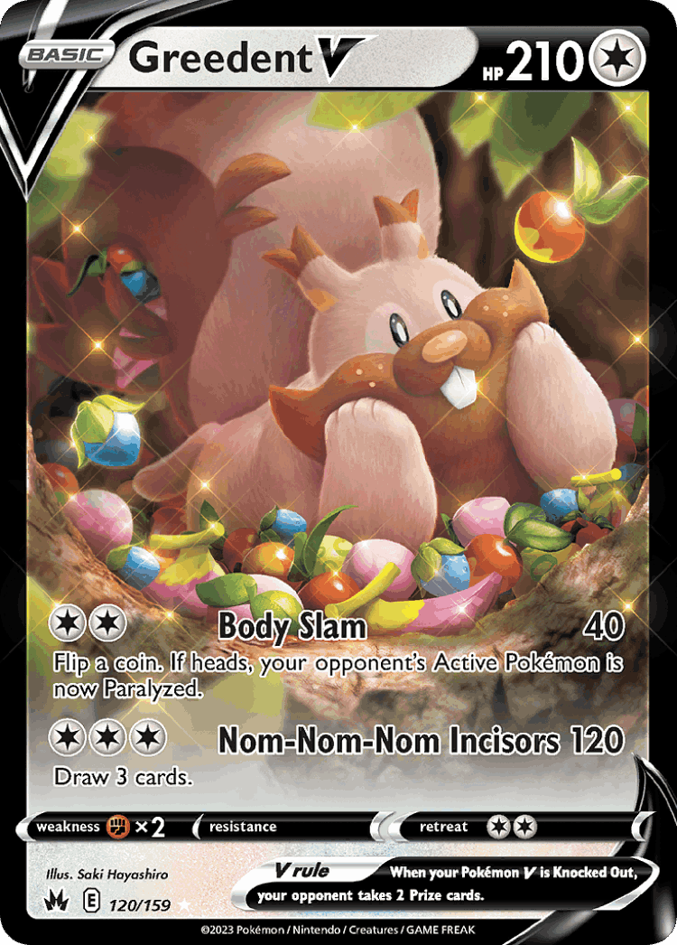 Greedent V #120 from Crown Zenith - Rare Holo V - Illustrated by Saki Hayashiro