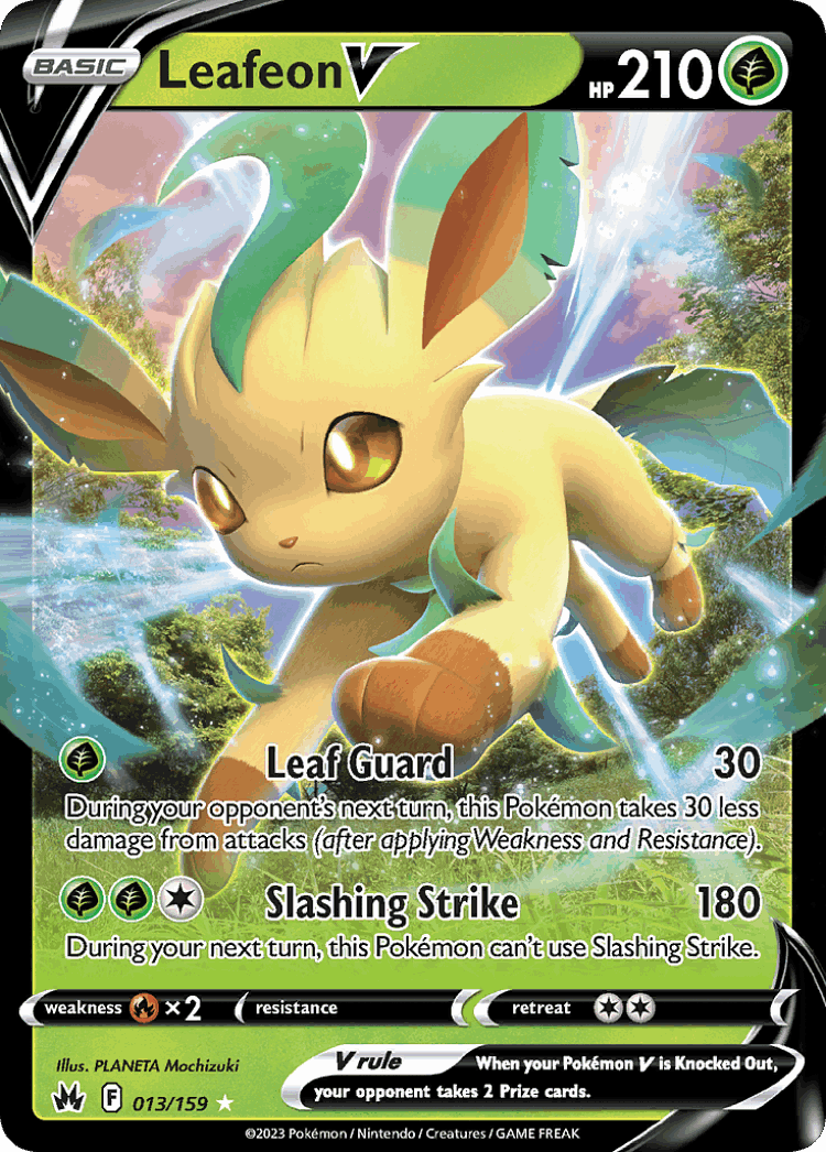 Leafeon V #13 from Crown Zenith - Rare Holo V - Illustrated by PLANETA Mochizuki