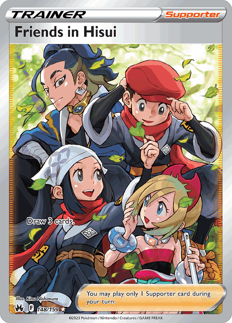 Friends in Hisui #148 from Crown Zenith - Rare Ultra - Illustrated by Kinu Nishimura