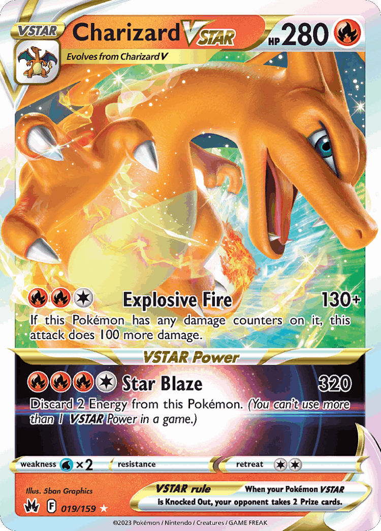 Charizard VSTAR #19 from Crown Zenith - Rare Holo VSTAR - Illustrated by 5ban Graphics