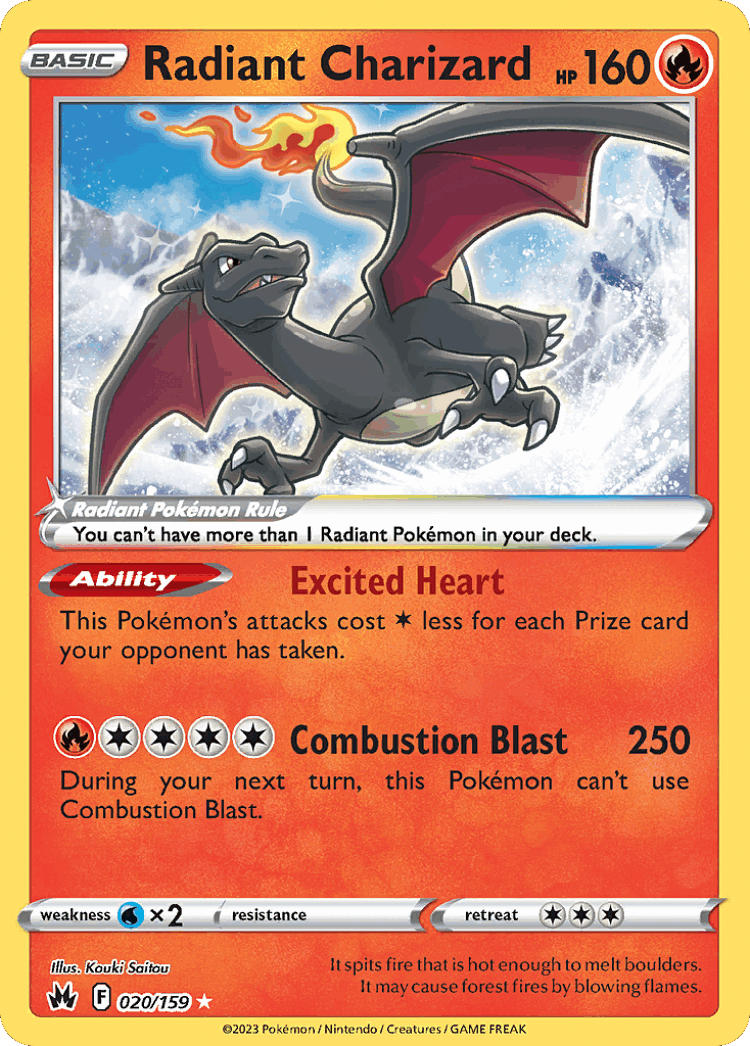 Radiant Charizard #20 from Crown Zenith - Radiant Rare - Illustrated by Kouki Saitou