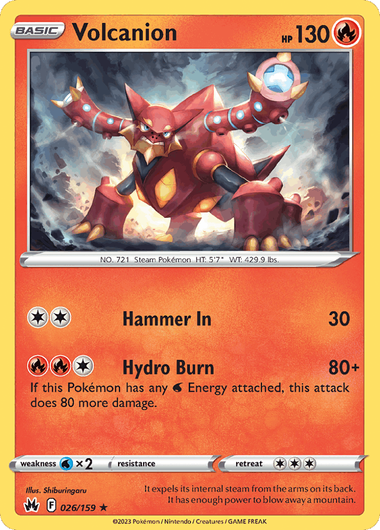 Volcanion #26 from Crown Zenith - Rare Holo - Illustrated by Shiburingaru