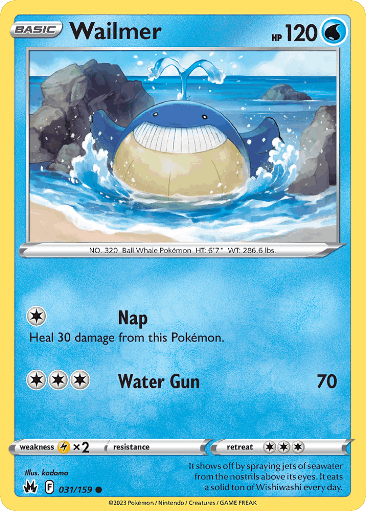 Wailmer #31 from Crown Zenith - Common - Illustrated by kodama