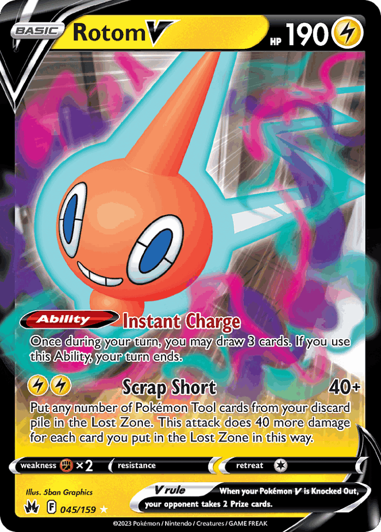Rotom V #45 from Crown Zenith - Rare Holo V - Illustrated by 5ban Graphics