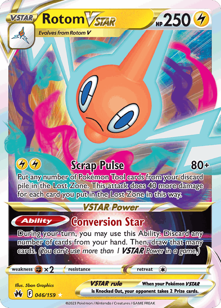 Rotom VSTAR #46 from Crown Zenith - Rare Holo VSTAR - Illustrated by 5ban Graphics