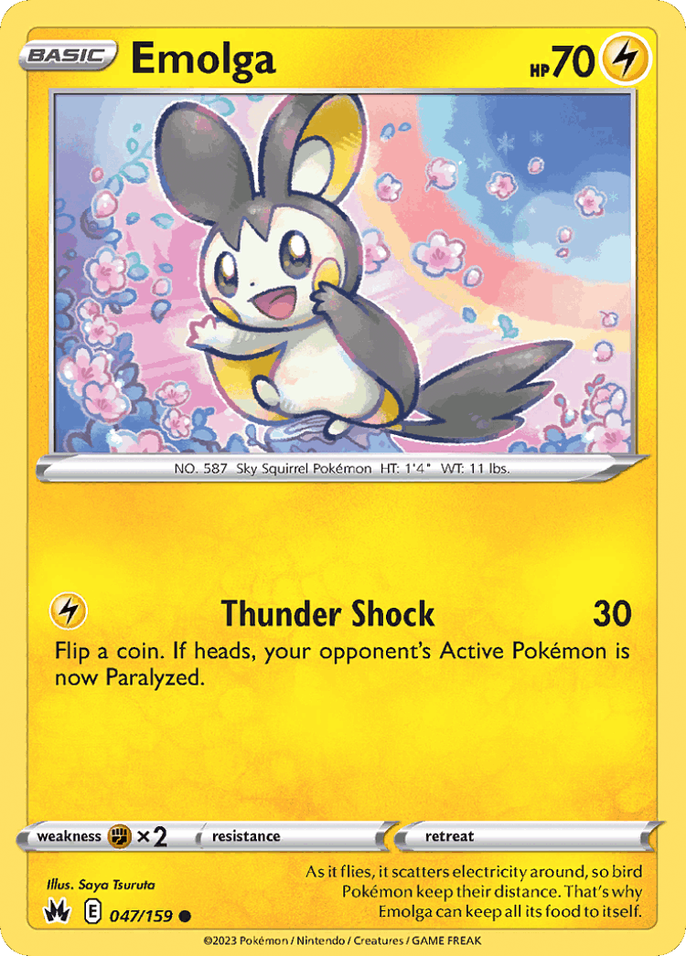 Emolga #47 from Crown Zenith - Common - Illustrated by Saya Tsuruta