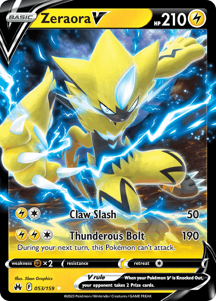 Zeraora V #53 from Crown Zenith - Rare Holo V - Illustrated by 5ban Graphics