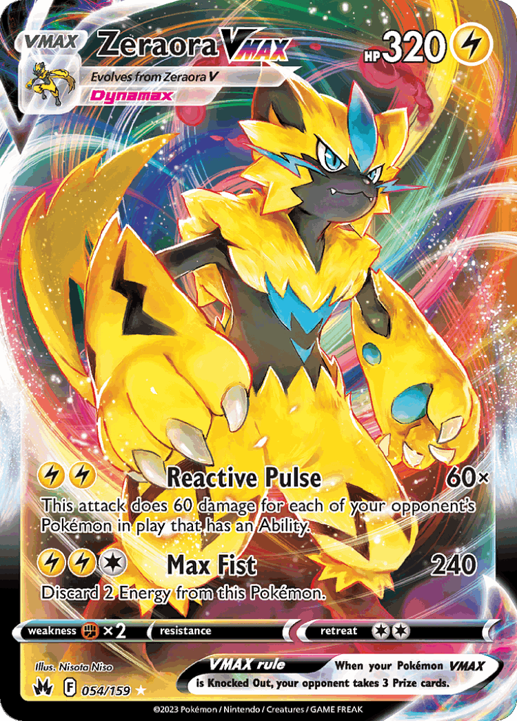 Zeraora VMAX #54 from Crown Zenith - Rare Holo VMAX - Illustrated by Nisota Niso