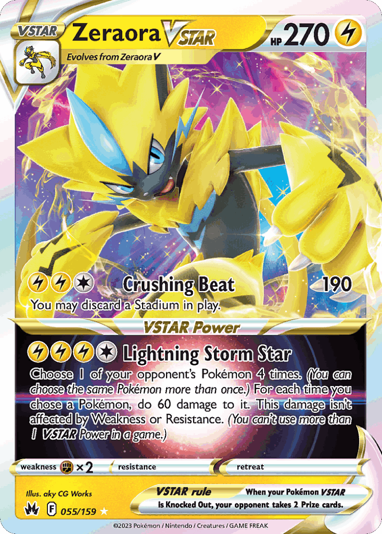 Zeraora VSTAR #55 from Crown Zenith - Rare Holo VSTAR - Illustrated by aky CG Works