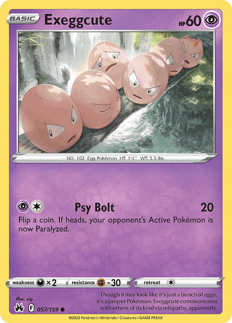 Exeggcute #57 from Crown Zenith - Common - Illustrated by zig