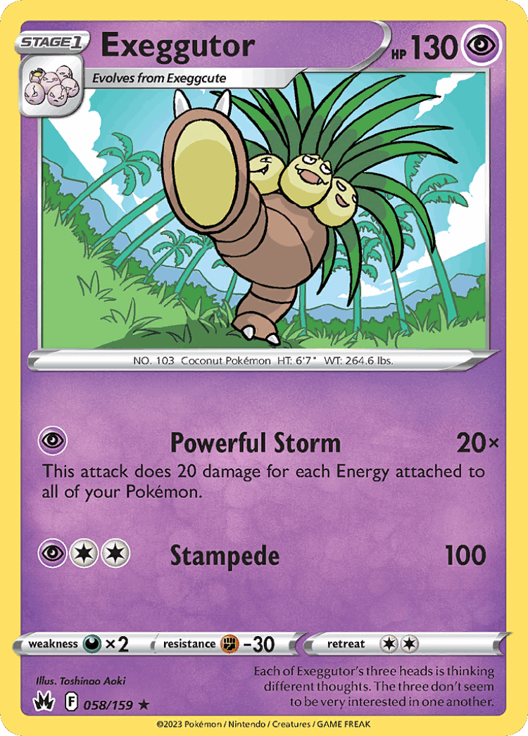 Exeggutor #58 from Crown Zenith - Rare - Illustrated by Toshinao Aoki