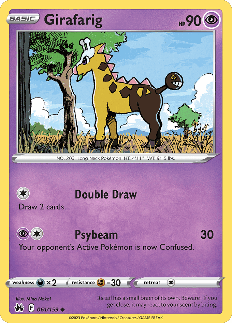 Girafarig #61 from Crown Zenith - Uncommon - Illustrated by Mina Nakai