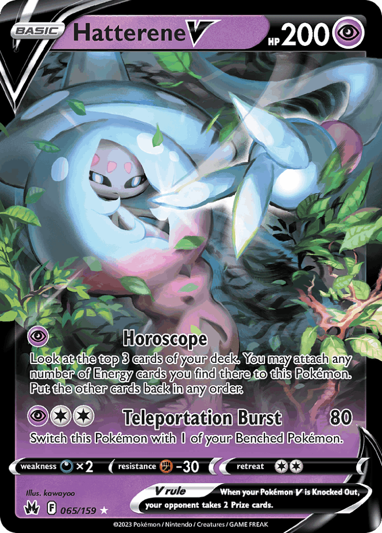 Hatterene V #65 from Crown Zenith - Rare Holo V - Illustrated by kawayoo